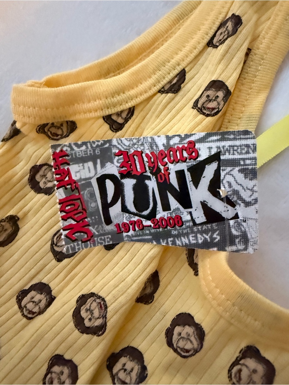 Hot Topic Yellow Ribbed Tank with Monkey Print - Picture 4 of 7
